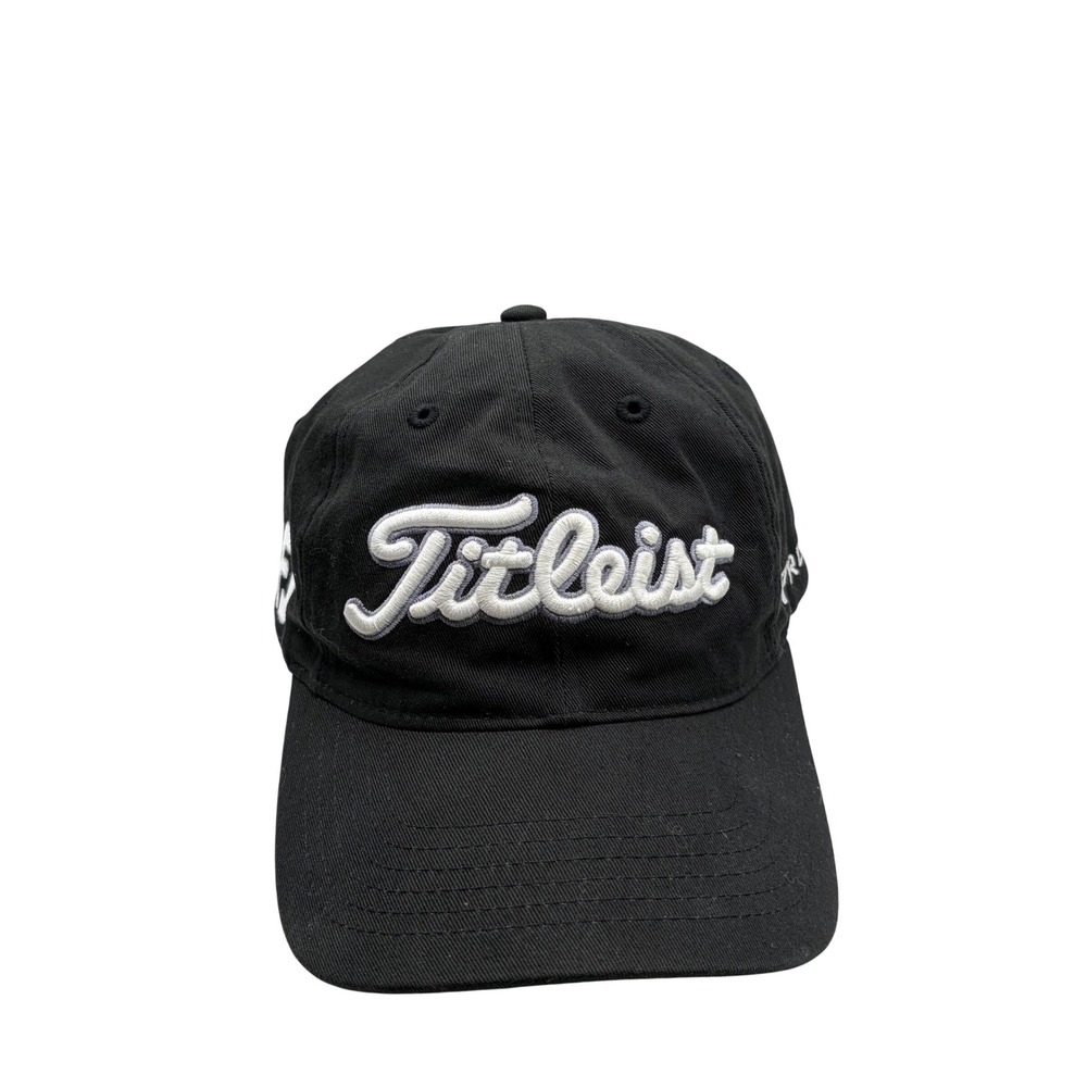 Titleist Mens Black Golf Hat Adjustable Embroidered FootJoy Pro V1 Cotton Cap